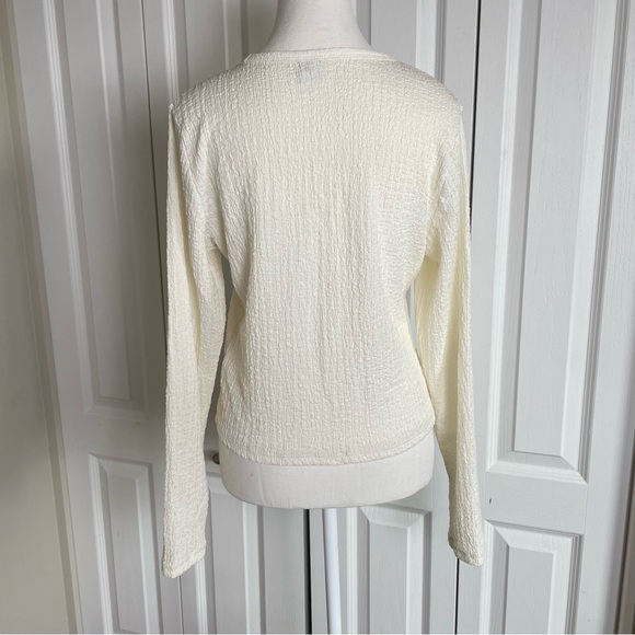 Old Navy Textured Long Sleeve Top Womens L Ivory Lightweight Shabby Chic Cottage - Picture 6 of 12